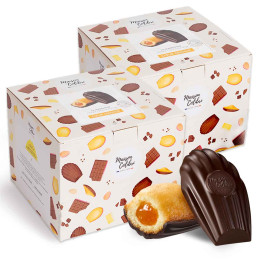 Madeleine Cœur Orange Maison Colibri Coque Chocolat Noir - 2 boites - 60 madeleines emballées individuellement