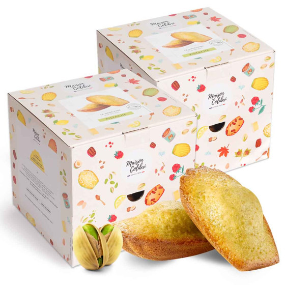 Madeleine Pistache Maison Colibri Pur Beurre - 2 boites - 60 madeleines emballées individuellement