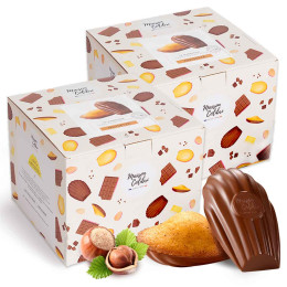 Madeleine Noisette Maison Colibri Coque Chocolat au Lait - 2 boites - 60 madeleines emballées individuellement