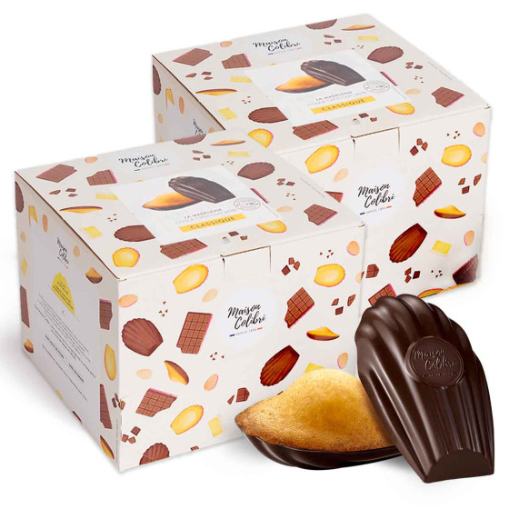 Madeleine Nature Maison Colibri Coque Chocolat Noir - 2 boites - 60 madeleines emballées individuellement
