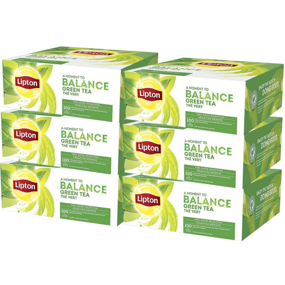 Coffret de Thé Vert Lipton - 6 coffrets - 600 sachets