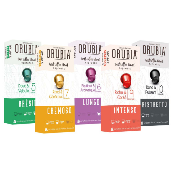 Pack Découverte Capsule Nespresso Compatible Orubia - 50 capsules