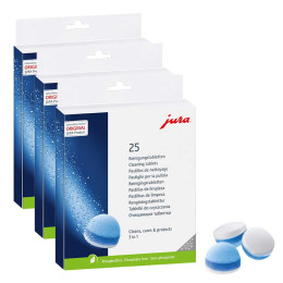 Pastilles de nettoyage 3 phases Jura 25045 - 3 boites - 75 pastilles