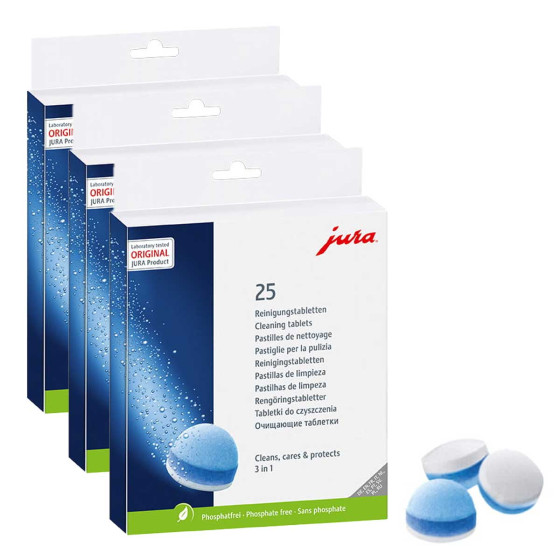 Pastilles de nettoyage 3 phases Jura 25045 - 3 boites - 75 pastilles