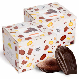 Madeleine Chocolat Maison Colibri Coque Chocolat Noir - 2 boites - 60 madeleines emballées individuellement