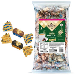 Sachet de vrac mini Papillotes au Chocolat noir 70% et lait praliné - La papillote française Révillon - 1,26 Kg