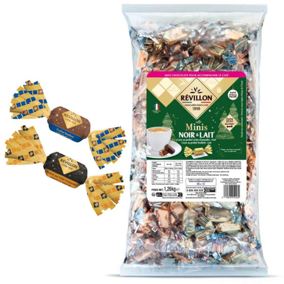 Sachet de vrac mini Papillotes au Chocolat noir 70% et lait praliné - La papillote française Révillon - 1,26 Kg