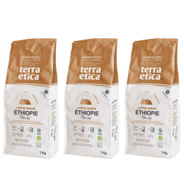 Café en Grains Bio Terra Etica Éthiopie Moka Guji - 3 paquets - 3 Kg