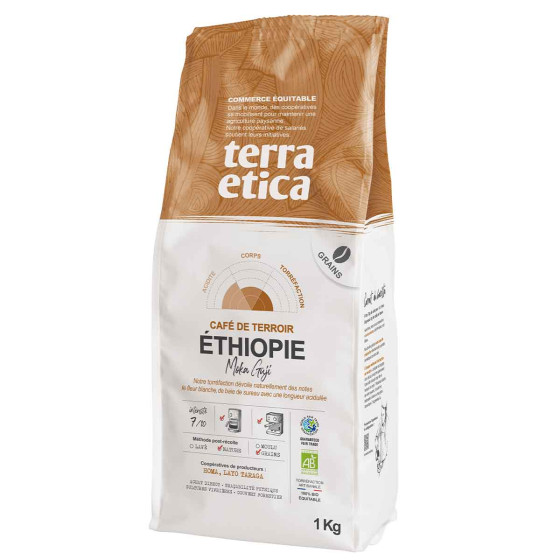 Café en Grains Bio Terra Etica Éthiopie Moka Guji - 6 paquets - 6 Kg