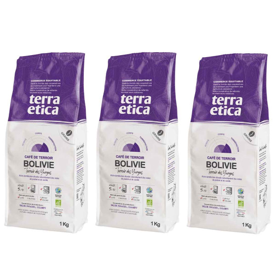 Café en Grains Bio Terra Etica Bolivie - 3 paquets - 3 Kg