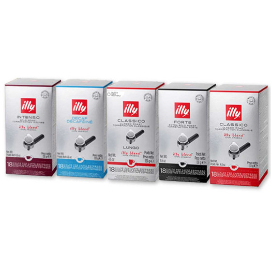 Pack Découverte Dosette ESE illy - 5 variétés - 90 dosettes emballées individuellement