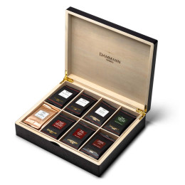 Coffret de Thés Noirs et Verts Dammann Frères 8 variétés - Coffret Noir en Bois - 48 sachets