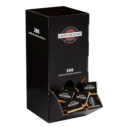 Chocolat Cafés Richard Carrés Noir 70% Cacao - 200 chocolats emballés individuellement