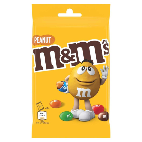M&M's Peanut Billes à la cacahuète enrobées de chocolat au lait 82 gr - Carton de 16 paquets