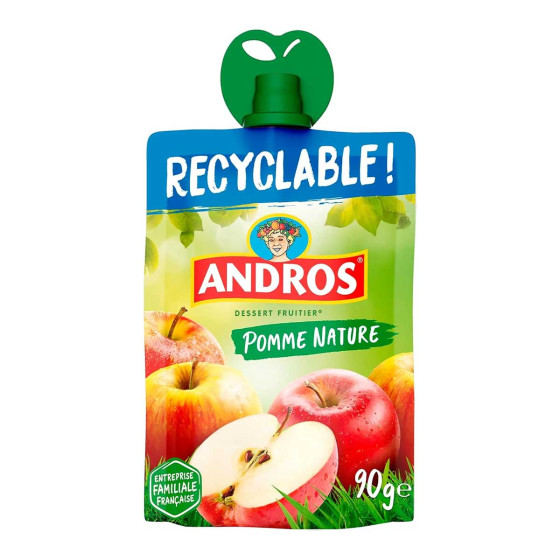 Gourde de Compote Andros Pommes Nature - 24 gourdes recyclables
