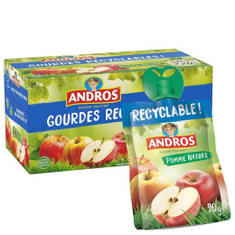 Gourde de Compote Andros Pommes Nature - 24 gourdes recyclables