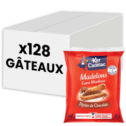Madeleine longue Ker Cadélac aux Pépites de Chocolat - 32 paquets - 128 madeleines