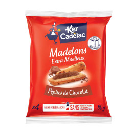 Mini Madeleine Pépites de Chocolat extra moelleuse Ker Cadélac - 32 paquets - 128 madeleines longues