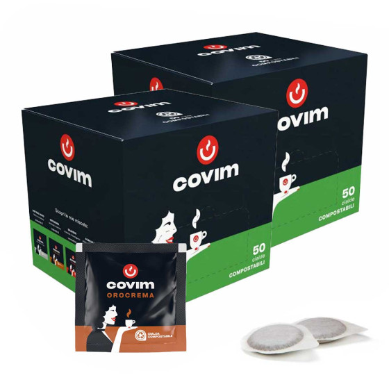 Dosette ESE Café Covim Espresso Orocrema - 2 boites - 100 dosettes emballées individuellement