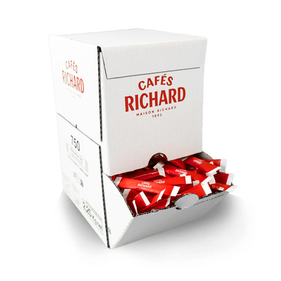 Sucre Blanc Cafés Richard - Boîte distributrice 750 bûchettes rouges