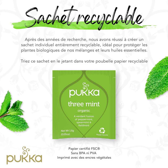 Infusion Bio Pukka Trois Menthes - 4 boites - 80 sachets