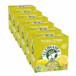 Infusion Éléphant Tilleul Citron et Citron Vert - 6 boites - 120 sachets pyramide