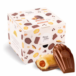 Madeleine Cœur Caramel beurre salé Maison Colibri Coque Chocolat Lait - 30 madeleines emballées individuellement