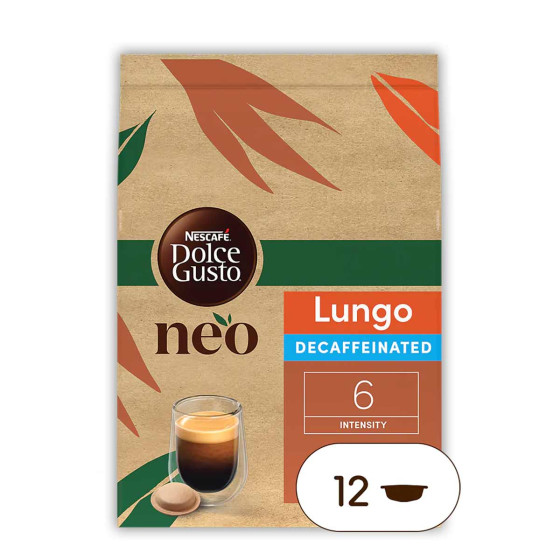 Dosettes Nescafé Dolce Gusto NEO Lungo Décaféiné - 1 boîte - 12 dosettes