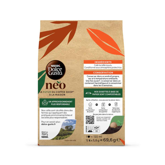Dosettes Nescafé Dolce Gusto NEO Lungo - 1 boîte - 12 dosettes