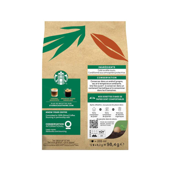 Dosettes Nescafé Dolce Gusto NEO Starbucks® Breakfast Blend Americano - 1 boîte - 12 boissons