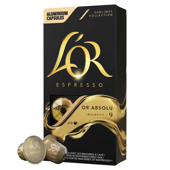 Capsule Nespresso Compatible Café L'Or Espresso Or Absolu - 5 boîtes - 50 capsules