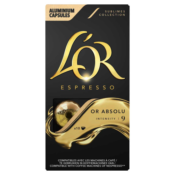 Capsule Nespresso Compatible Café L'Or Espresso Or Absolu - 5 boîtes - 50 capsules