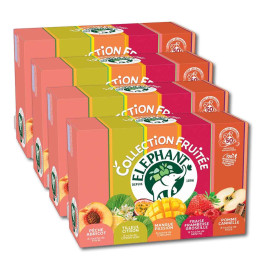 Coffret d'Infusions Fruitées Éléphant 5 variétés  - 4 coffrets - 200 sachets pyramides