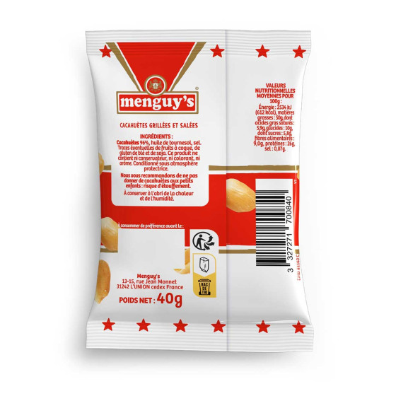 Cacahuètes Grillées et salées Menguy's - 50 paquets de 40 gr