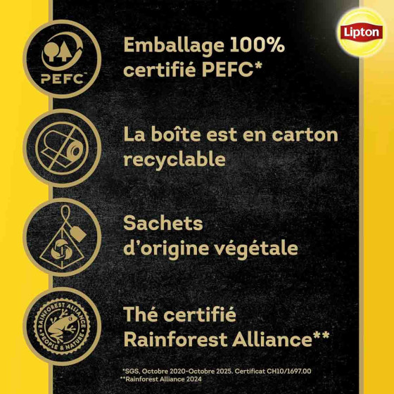 Coffret de Thés Noirs 5 variétés Lipton - 4 coffrets - 200 sachets