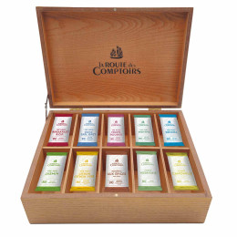 Coffret de Thés et Infusions Bio en bois Comptoirs Richard 10 variétés - 100 sachets