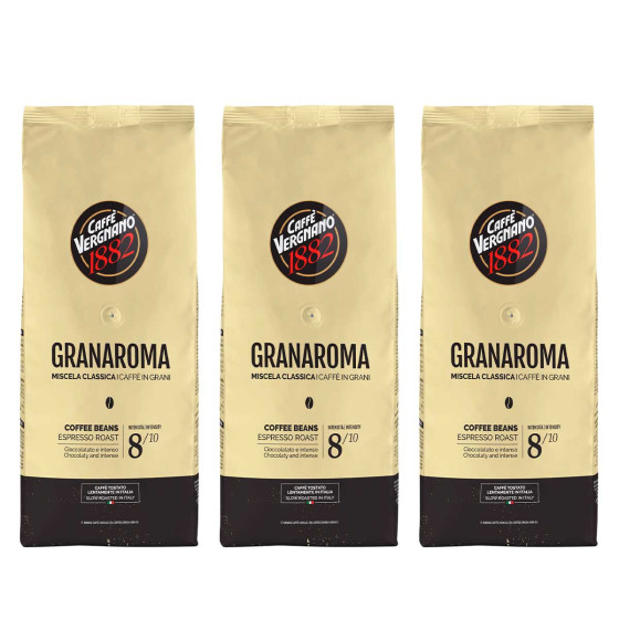 Café en Grains Caffe Vergnano 1882 Gran Aroma - 3 paquets - 3 Kg