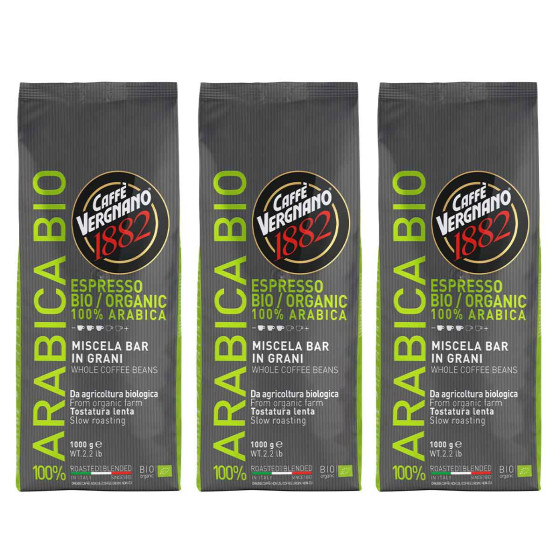 Café en Grains Bio Caffe Vergnano 1882 Organic - 3 paquets - 3 Kg