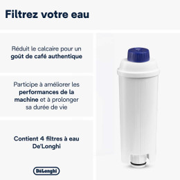 Kit entretien Delonghi pour 1 an  - 4 Cartouches filtrantes DLSC002 + 1 Détartrant DLSC500