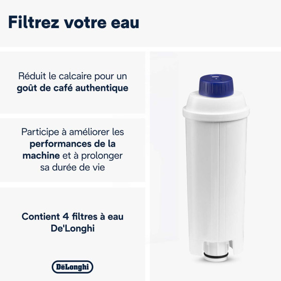 Kit entretien Delonghi pour 1 an DLSC328 - 4 Cartouches filtrantes DLSC002 + 1 Détartrant DLSC500