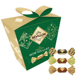Pochette cadeaux de papillotes Révillon Chocolat au lait et noir 70% - 300 gr