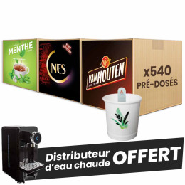 540 gobelets pré-dosés + Distributeur d'eau chaude Nedis OFFERT