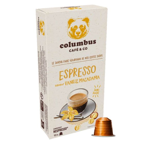 Capsule Nespresso Compatible Columbus Café Saveur Vanille Macadamia - 5 boites - 50 capsules