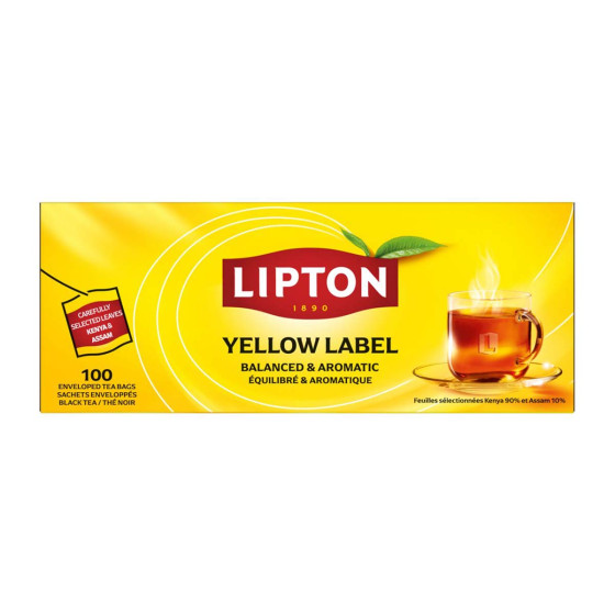 Coffret de Thé Noir Yellow Label Tea Lipton - 6 coffrets - 600 sachets