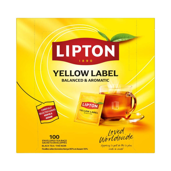Coffret de Thé Noir Yellow Label Tea Lipton - 6 coffrets - 600 sachets