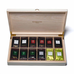 Coffret de Thés et Infusions Dammann Frères Palace 12 variétés - Coffret Blanc en Bois - 72 sachets