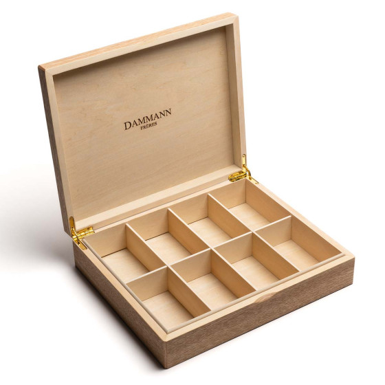 Coffret d'Infusion Dammann Frères 8 variétés - Coffret en Bois Clair - 48 sachets