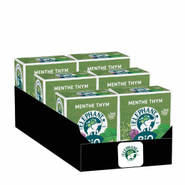 Infusion Éléphant Bio Menthe Thym - 6 boites - 120 sachets pyramide