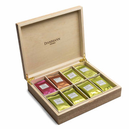 Coffret d'Infusion Dammann Frères 8 variétés - Coffret en Bois Clair - 48 sachets
