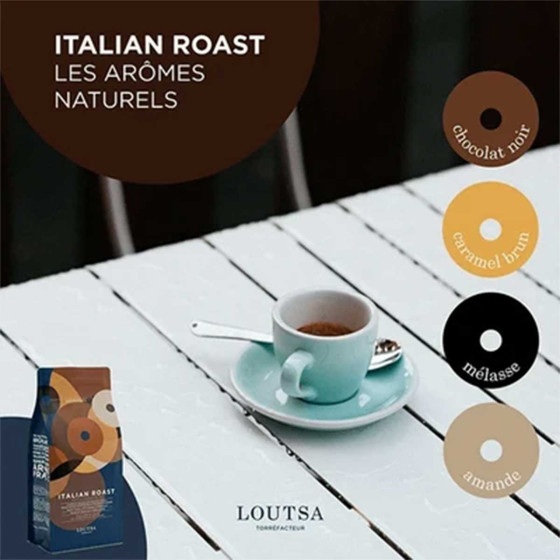 Café de Spécialité en Grains Bio Loutsa Italian Roast - 250 gr
